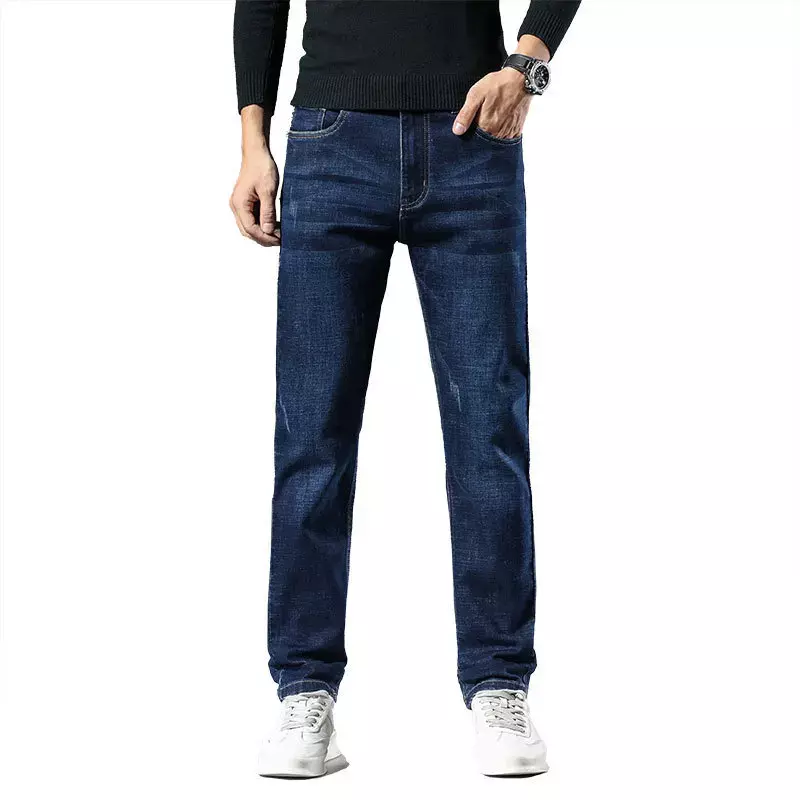 Romon กางเกงยีนส์ขายาวของผู้ชาย, กางเกงลำลองธุรกิจยืดหยุ่นกางเกงสำหรับผู้ชายเทรนด์วัยรุ่นใหม่2023