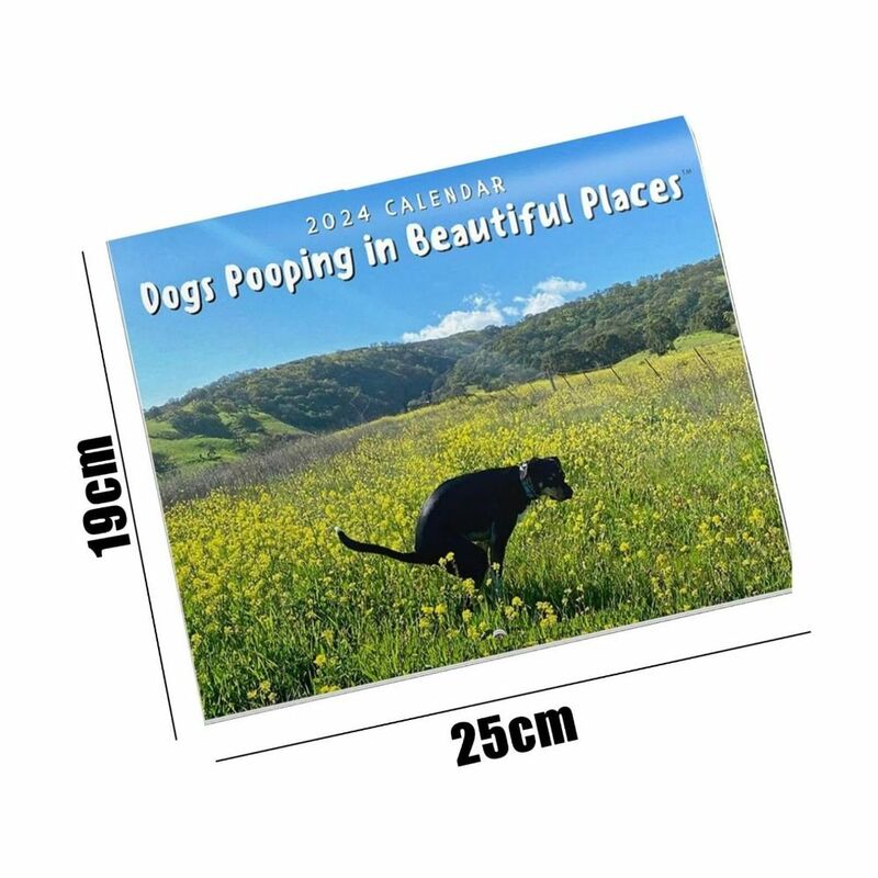 New Year's Gifts Pooping Dogs Calendar Fun Time Planning Wall Decor 2024 Calendar Paper Wall Calendar Home