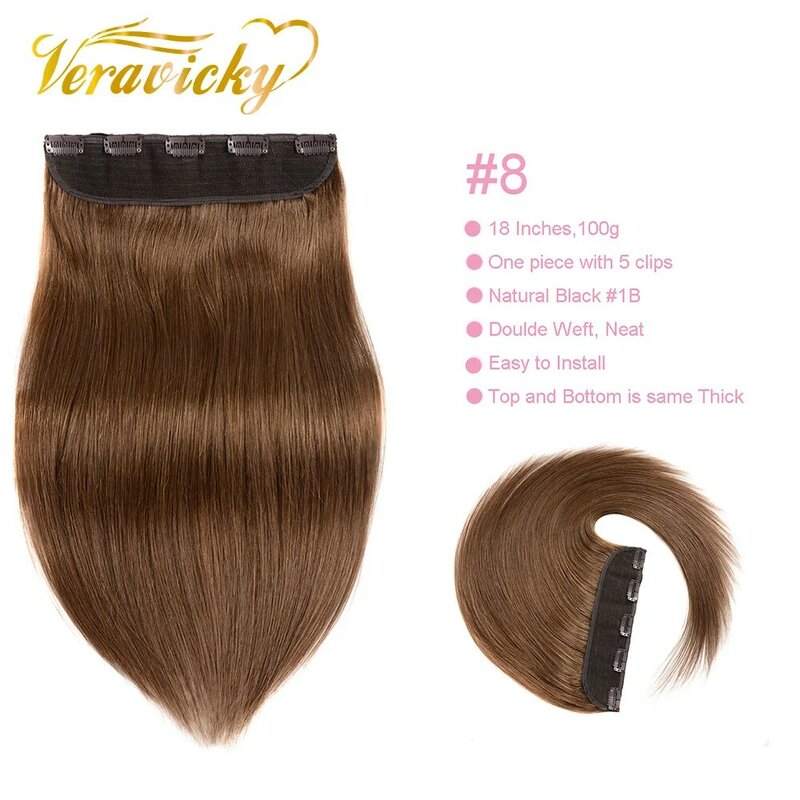18 to 26 inches 150G 200G Clip In One Piece Tic Tac 5 clips 100% Real Natural Human Hair Clip in Extensions Brazilian Clip Hair