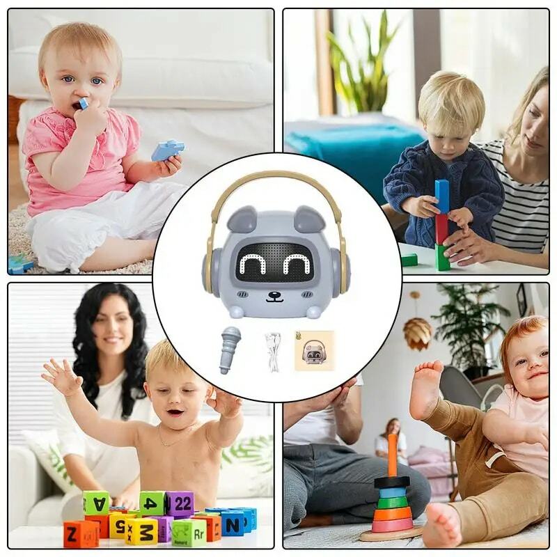 Mesin Karaoke anak, mainan cerdas pembelajaran pendidikan dini mikrofon Karaoke genggam untuk hadiah ulang tahun anak