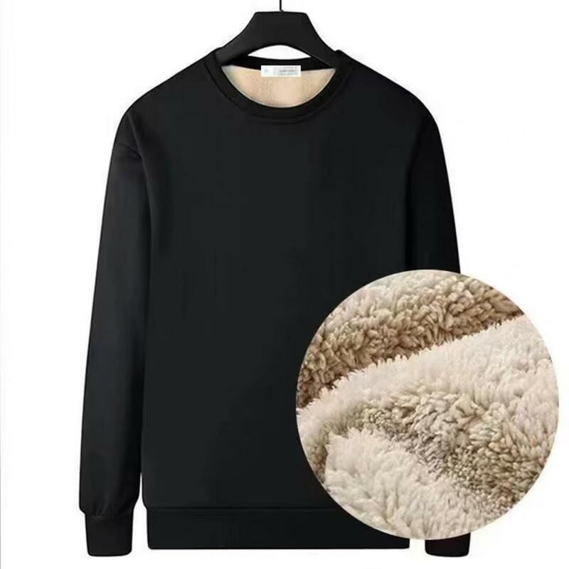 Moletom masculino de forro de lã com gola, pulôver térmico grosso quente, tops de manga comprida, streetwear, outono, inverno
