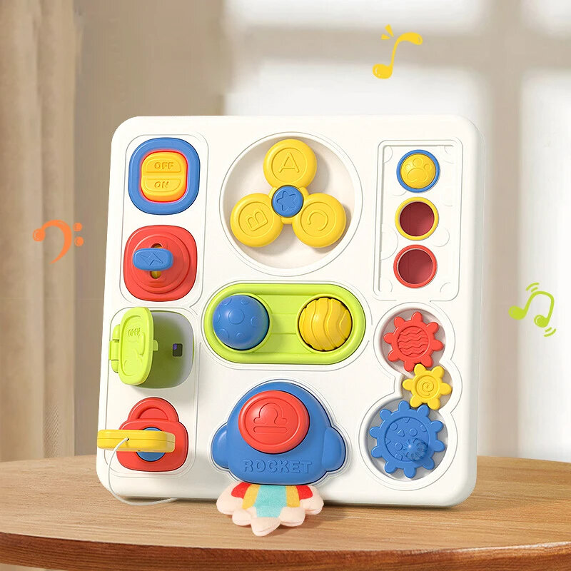 Montessori Busy Board Sensory Toys with Led Light Toddler Activity Board Baby Fine Motor Skills Educational Toys for Kids 1 to 3