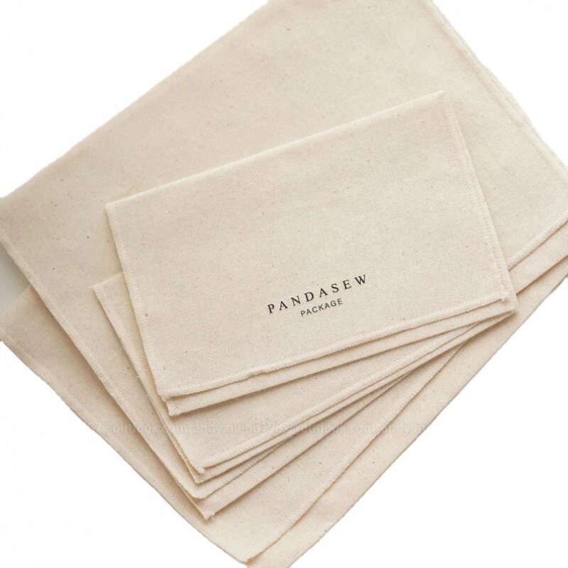 Peigne en lin de coton imprimé avec logo personnalisé, enveloppe d'emballage de bijoux cosmétiques, sac en poudre de poussière, produit personnalisé