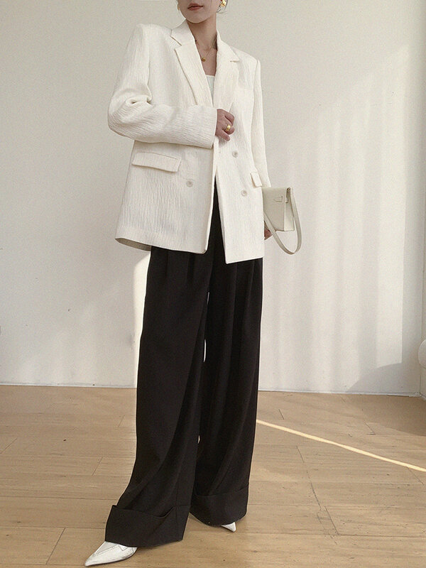 Женский пиджак LANMREM, Элегантный дизайнерский пиджак свободного покроя, двубортный офисный пиджак, модный пиджак, Новинка лета 2024, 26D9070