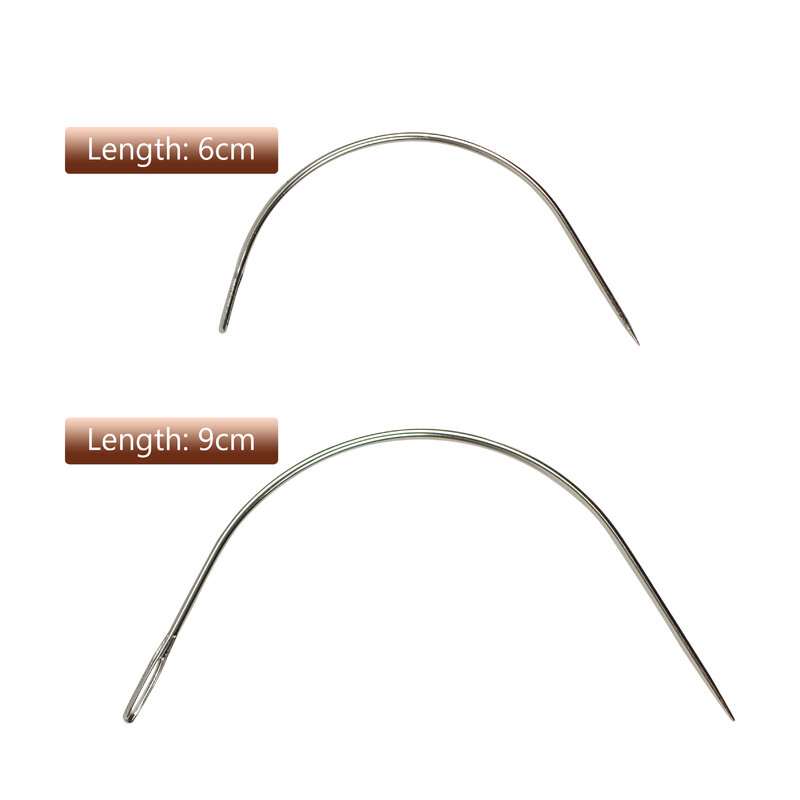 12 buah/pak jarum melengkung, alat jahit tipe-c 6Cm/9Cm untuk topi wig jarum untuk ekstensi rambut
