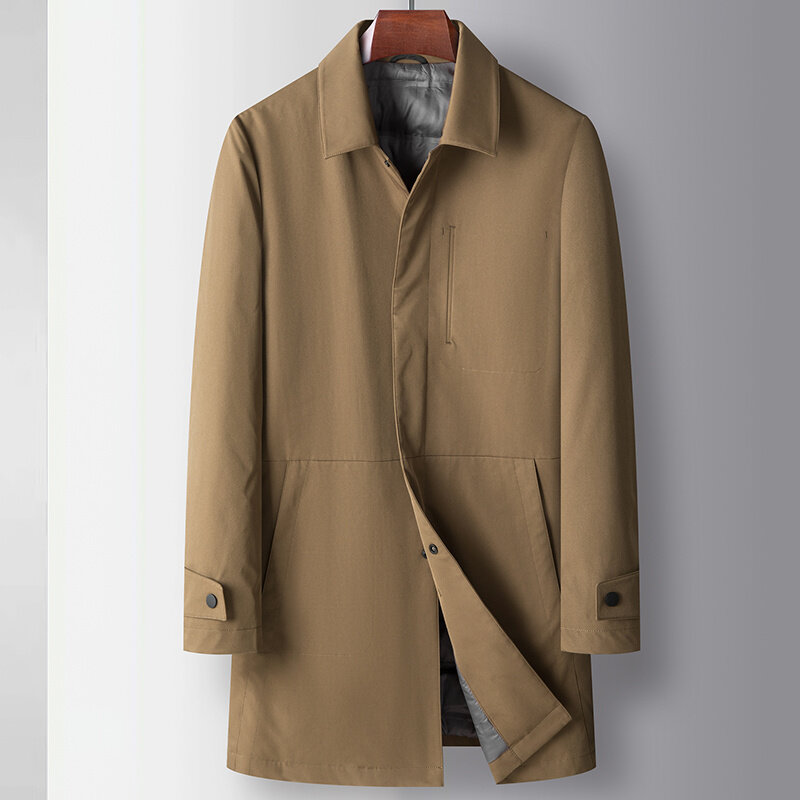 2023 중간 스타일 재킷, 90% 화이트 덕 라이트 다운 재킷, 남성 패션, 두꺼운 따뜻한 파카, 트렌치 코트 사이즈, 겨울 신상