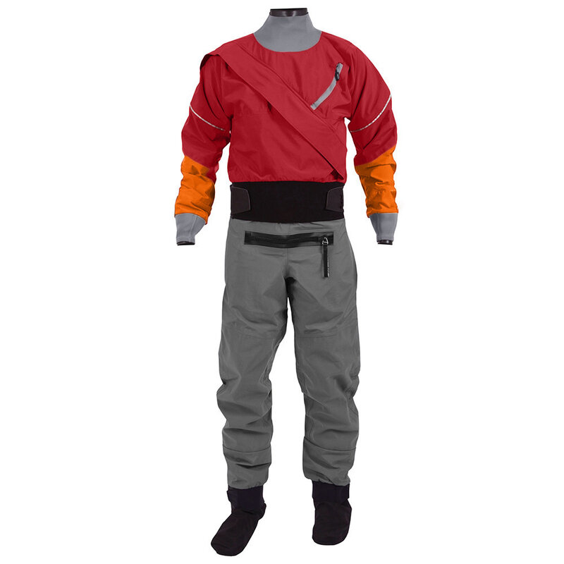 Terno seco caiaque para homens Drysuit tecido impermeável de 3 camadas com látex no pescoço e pulso White Water Rio pendente