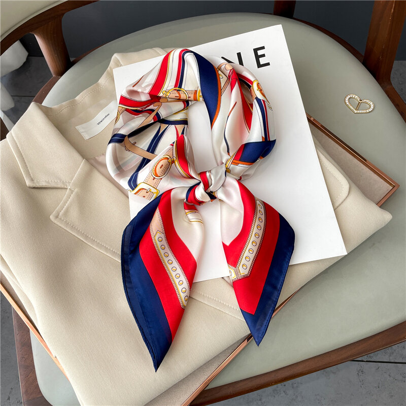 Новинка 2022, Шелковый рандомный шарф 70 см, женский шейный галстук с принтом, Женская квадратная шаль, вязаный шарф, ручная работа, платок, аксессуары
