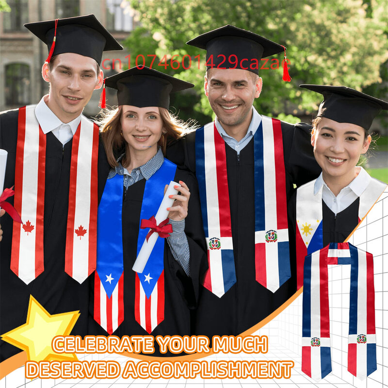 졸업식 학생용 양면 명예스톨 스카프, 두꺼운 졸업 새시 스톨, 2024 등급