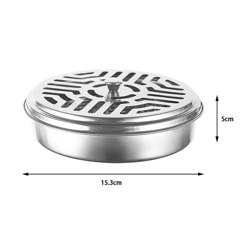 Stainless Steel Mosquito Coil Box With Lid Anti-fire Coil Tray Outdoor Potable Incense Burner Shelf Tray Home Supplies