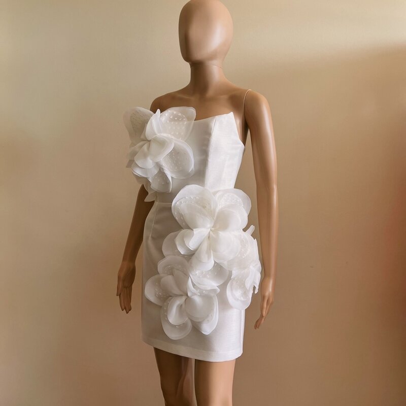 Jersey Flower Celebrity Prosta suknia okazjonalna na zamówienie Mini sukienki