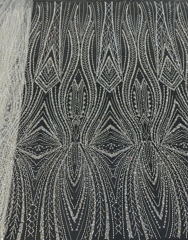 Африканская кружевная ткань для жениха 2024, Высококачественная французская нигерийская вышивка блестками, бусины, тюль, кружевная ткань для пошива свадебного платья