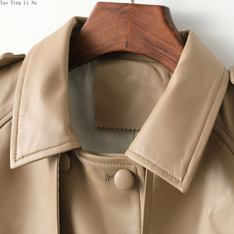 2023 여성용 정품 양가죽 코트, 캐주얼 가죽 재킷, H6, 신상 패션