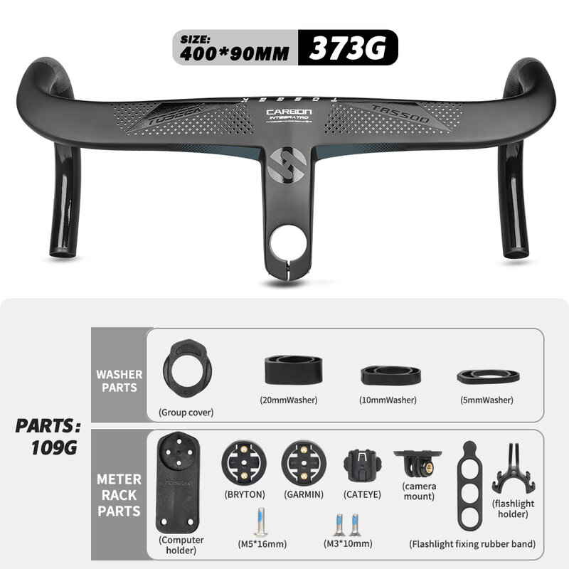 TOSEEK TR5500 manubrio per bicicletta T800Carbon manubrio da strada integrato da 28.6mm manubrio da strada integrato con supporto per Computer da bici