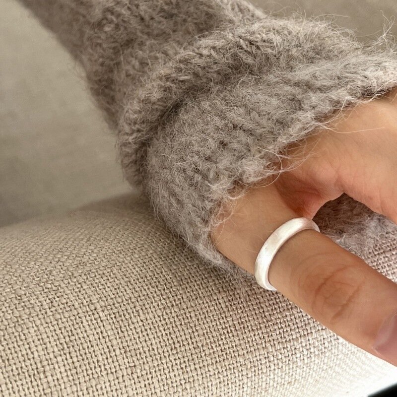 Anelli in argento Sterling 925 per donna pietra blu stretta semplice minimalista aperto anelli per le dita regolabili fascia di moda Bijoux femminile