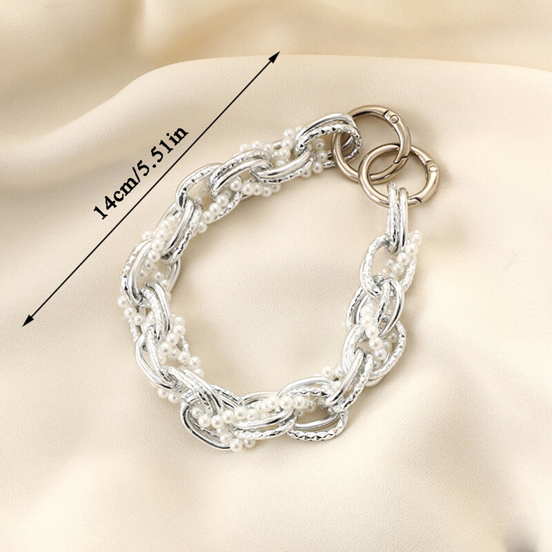 14cm kurze Metall Perlen tasche Kette abnehmbare Telefon Lanyard dekorative Accessoires für Tasche DIY Handtasche Riemen mit Doppels chnalle