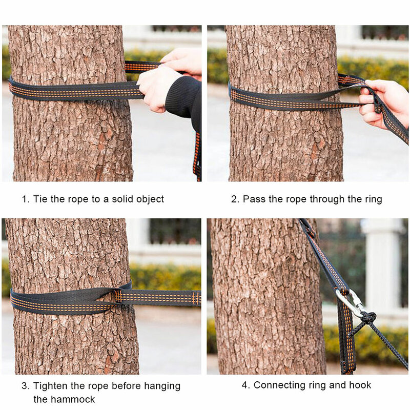 2pcs/Set Hammock Strap Hanging Belt Super Strong Bind Daisy Chain Rope Tree Rope w/ Buckle for Tent Hammock 200*2.5cm