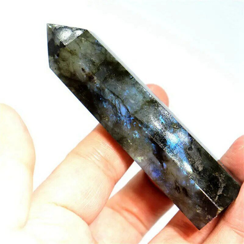 40-90 мм натуральный лабрадорит, лунный камень, кварцевый кристалл, шестигранная палочка, обелиск, искусственный камень, ремесло, домашний дек...