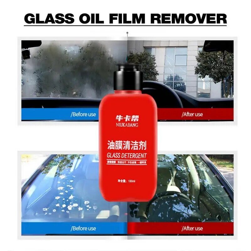 Limpiador de ventanas de aceite para coche, limpiador de vidrio líquido, eliminador de manchas de agua suave, agente de limpieza de manchas de agua para camión, 100ML