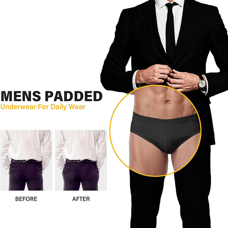 Butt Lifter dos homens cuecas acolchoadas, almofada removível, Hip Enhancer, Shaper controle calcinha, roupa interior