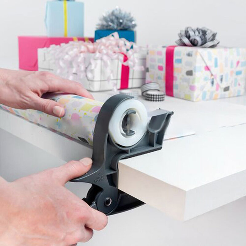Rollo de papel multifuncional para envolver regalos, Clip con dispensador de cinta, 1 unidad