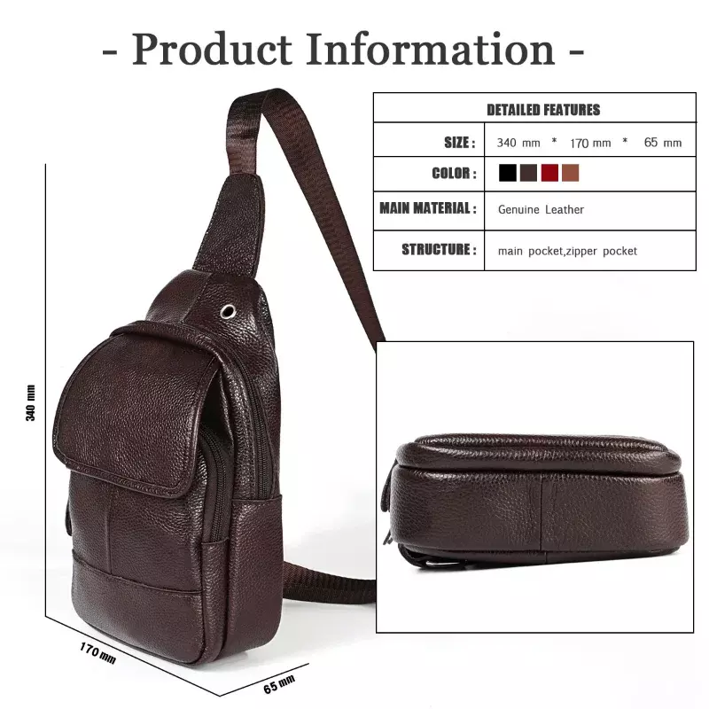 Chikage Large Capacity Fashion Trend Leather Chest Bag Mobile Phone Crossbody Bag Multi-function Lightweight Sports Waist Pack