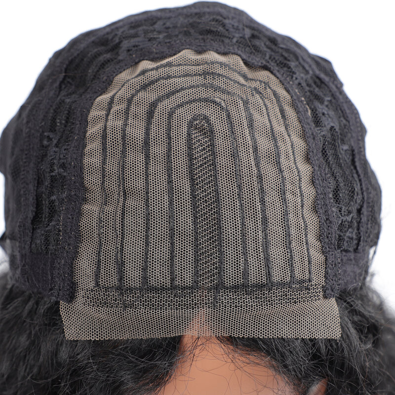 Peluca de cabello humano no Remy para mujer, 4x4 con cierre pelo rizado, Color negro, línea de pelo prearrancada