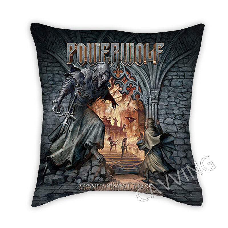 Powerwolf Rock-fundas de almohada decorativas de poliéster con estampado 3D, fundas de almohada cuadradas con cremallera, regalos para fanáticos, decoración del hogar, P02