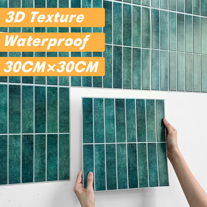 Panel de pared de mosaico 3D, autoadhesivo lineal mate, azulejo de cocina, antisalpicaduras, impermeable, para Baño