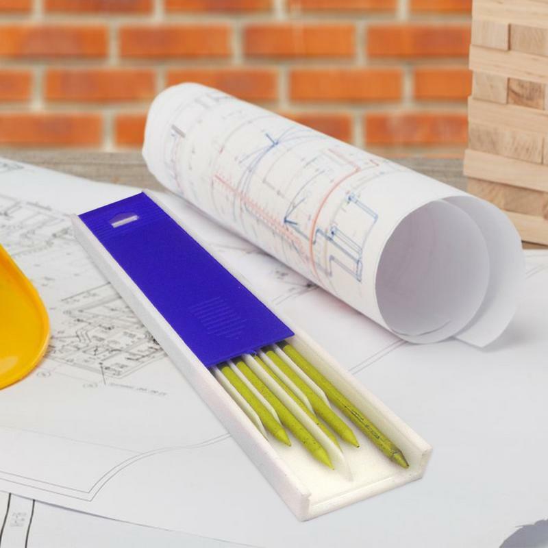 ดินสอแบบแข็งสำหรับช่างไม้แบบเติมในตัวเครื่องเหลาแบบมีรูลึกเครื่องมือดินสอสำหรับงานไม้ช่างไม้3สี