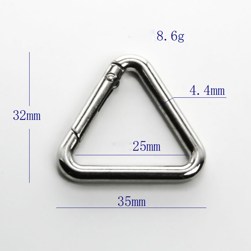 Metal Triangle Spring Ring Open Leather Bag Handbag Belt Strap Buckle Carabiner Connect Key Dog Chain Snap Clasp Trigger Hook