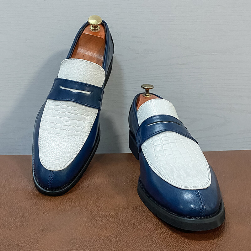 Męskie białe buty w stylu brytyjskim Oxford sznurowane buty wyjściowe męskie dżentelmen Split skórzane buty ślubne męskie modne obuwie mieszkania męskie
