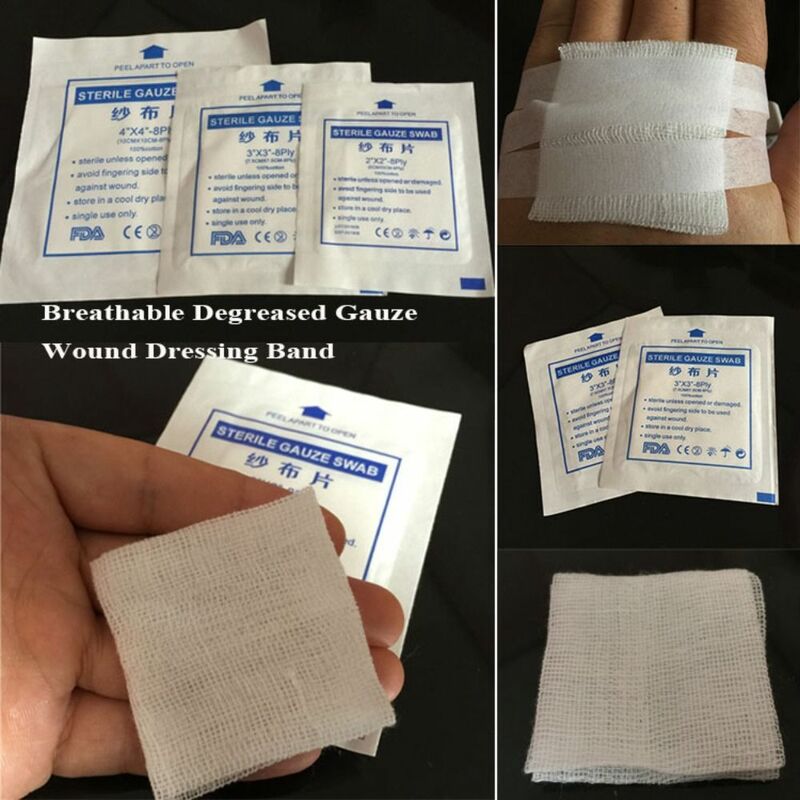 Banda de vendaje transpirable para heridas, vendaje no tejido de 5x5cm, 7,5x7,5 cm, 10x10cm, gasa desengrasada, 10 piezas