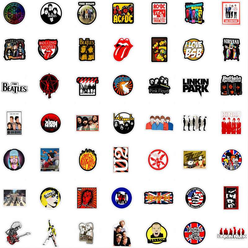 50 buah stiker musik Fashion Band ROCK stiker grafiti musik estetika untuk mobil Ipad ponsel gitar sepeda motor Skateboard bagasi