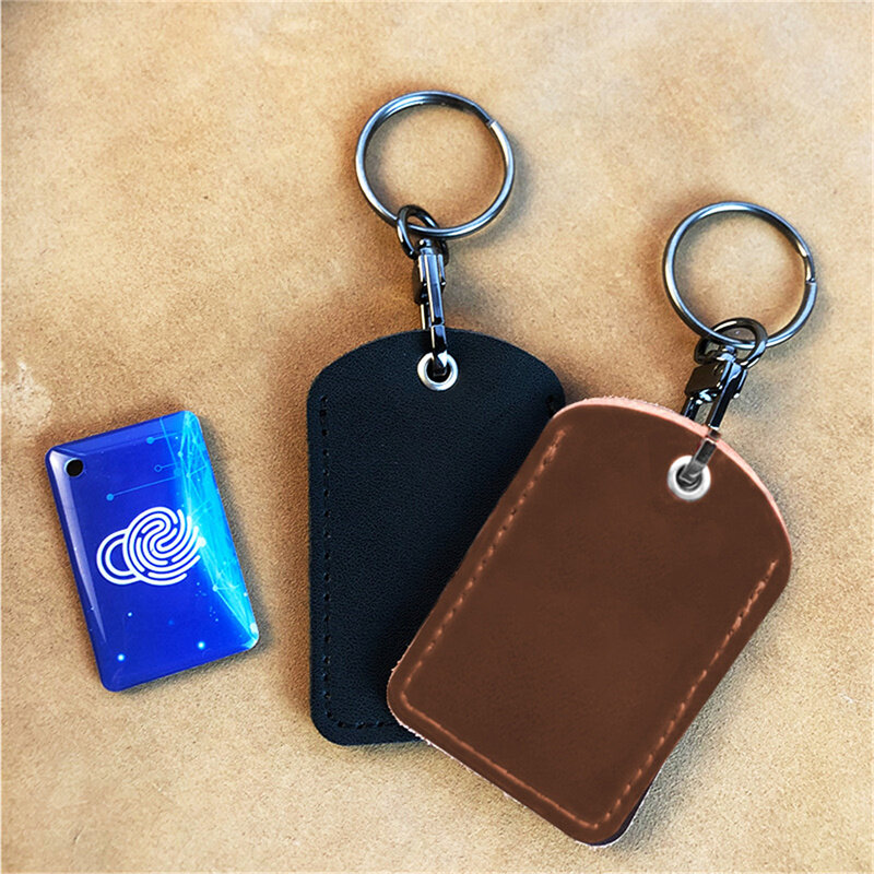 PU 가죽 방수 키 체인 도어록 키 링 카드 가방, 유도 제어 RFID 태그 ID 카드 케이스, 키 태그 보호 케이스, 1PC
