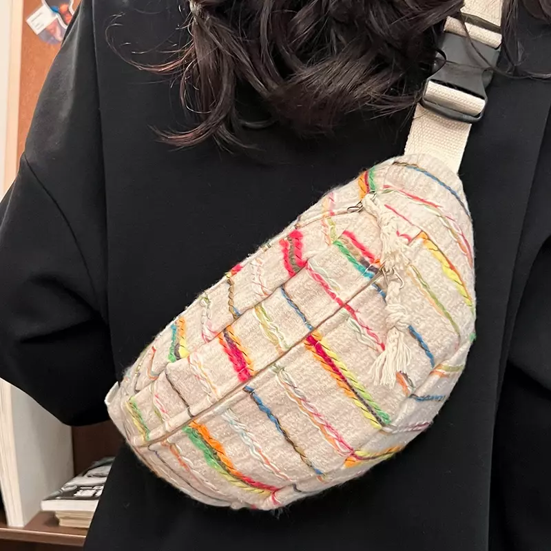 Cintura de nylon com zíper feminina, sacos de alta qualidade, patchwork de lazer, pacotes versáteis, novo estilo, 2024