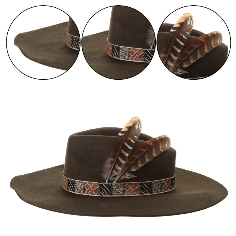 Sombrero Fedora lana para hombres, sombrero para actuaciones en escenario adultos, gorro fiesta temática,