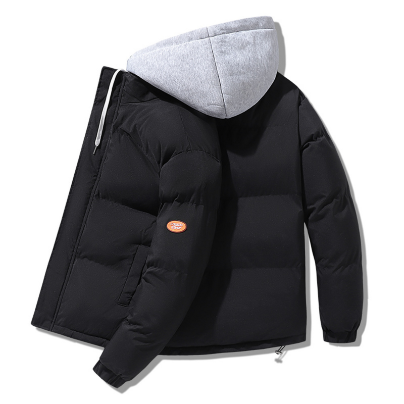 Puffer jaqueta masculina com capuz detchable algodão acolchoado quente engrossar casacos de alta rua roupas masculinas outono inverno moda