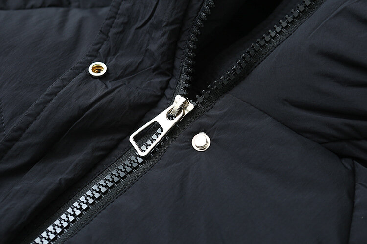 여성용 두꺼운 후드 따뜻한 화이트 덕 다운 재킷, 포켓 루즈 슬림 긴 소매 통근 코트, 가을 겨울 신상 코트, C3D633QD