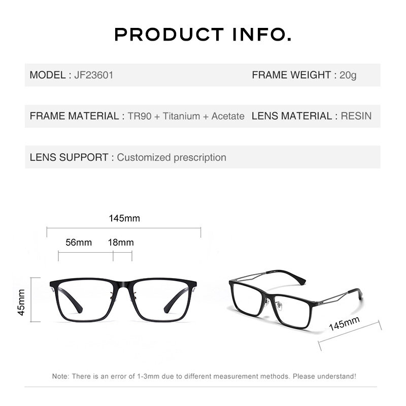 CAPONI New Fashion Glasses Men's Frame TR90 Titanium Acetate Eyeglasses UV400 Protect Original Brand Designer Spectacles J23601