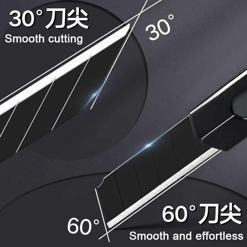Deli-Cutter rétractable en acier au carbone, couteau utilitaire, fournitures d'art, couteau aiguisé, petit, 30 °