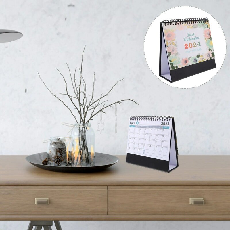 Kertas dekorasi Tahun Baru, kalender meja 2024, dekorasi meja kantor, kertas berdiri dekoratif