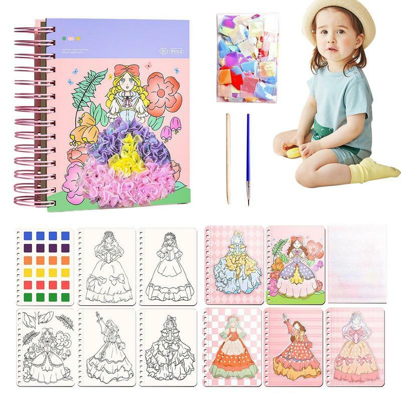 Poke Kit gambar desain modis, buku pendidikan Poke lukisan tangan DIY kerajinan untuk anak-anak seni dan kerajinan