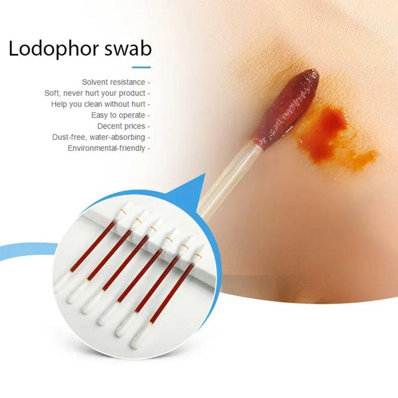 50pcs/10pcs Disposable Medical Iodophor Iodine Cotton Swab Stick Home Outdoor Disinfection Emergency Tool