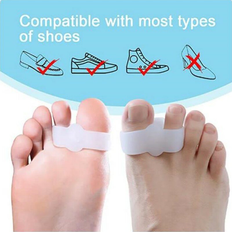 Silicone Toe Separator para Pedicure, Gel, Finger Protector, 2Pcs, 1 Par, 2 Buracos, joanete, ortopédica, Hallux, Valgus Guard, Straightener
