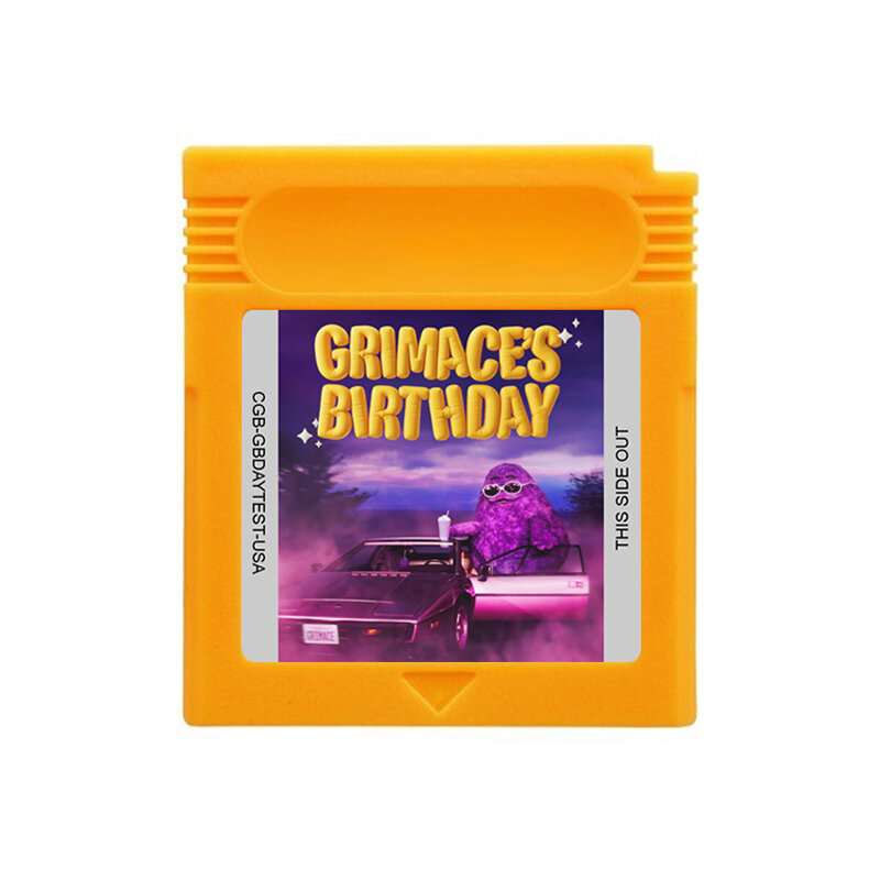 ตลับเกม Grimace's Birthday GBC การ์ดคอนโซลวิดีโอ16บิตภาษาอังกฤษสำหรับ GBC/GBA