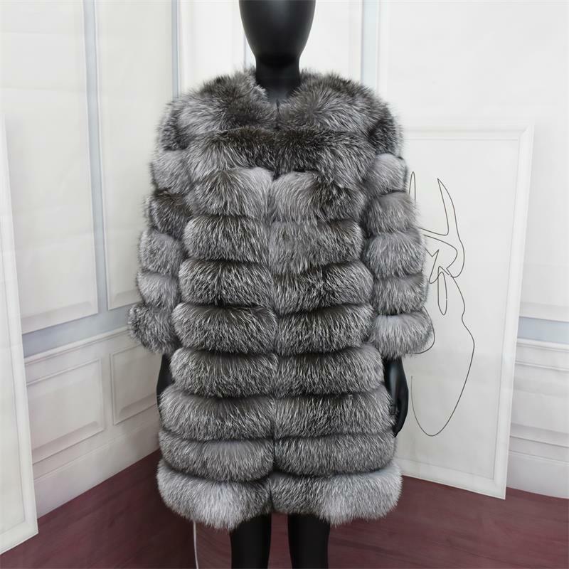 Casacos de pele reais para mulheres, colete raposa natural, casaco de inverno prateado e azul, roupas de pele de alta qualidade