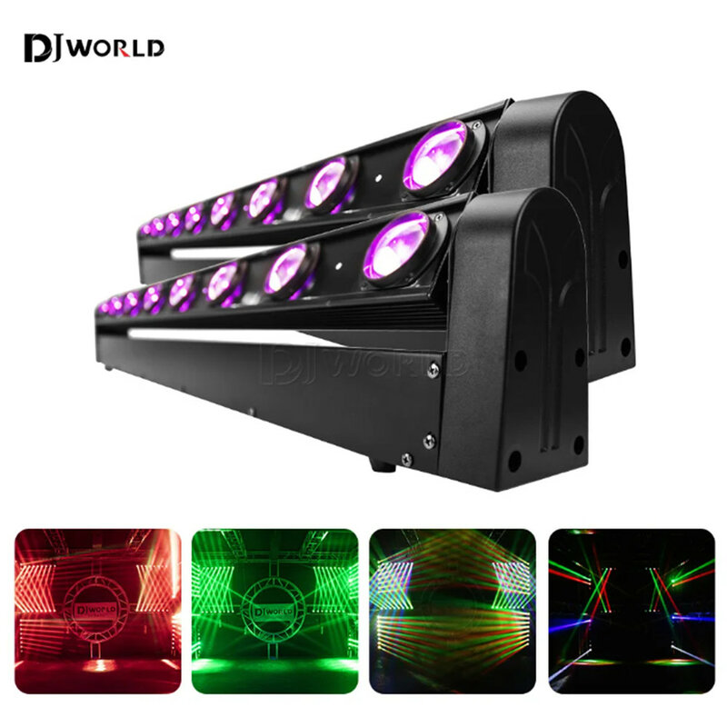 LED Beam Moving Head Light, Hot Wheel, Infinito Rotating 9, 38DMX, RGBW, 4in 1, Running Effect para DJ, Disco Party Club, 8x12W, 2Pcs