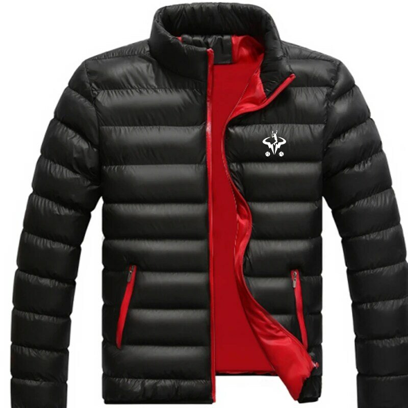 Inverno Novo Rafael Nadal Logo Imprimir Custom Made Homens Zipper Down Jacket Vest Quente Engrossar Confortável Bolso Homem Casual Streetwear