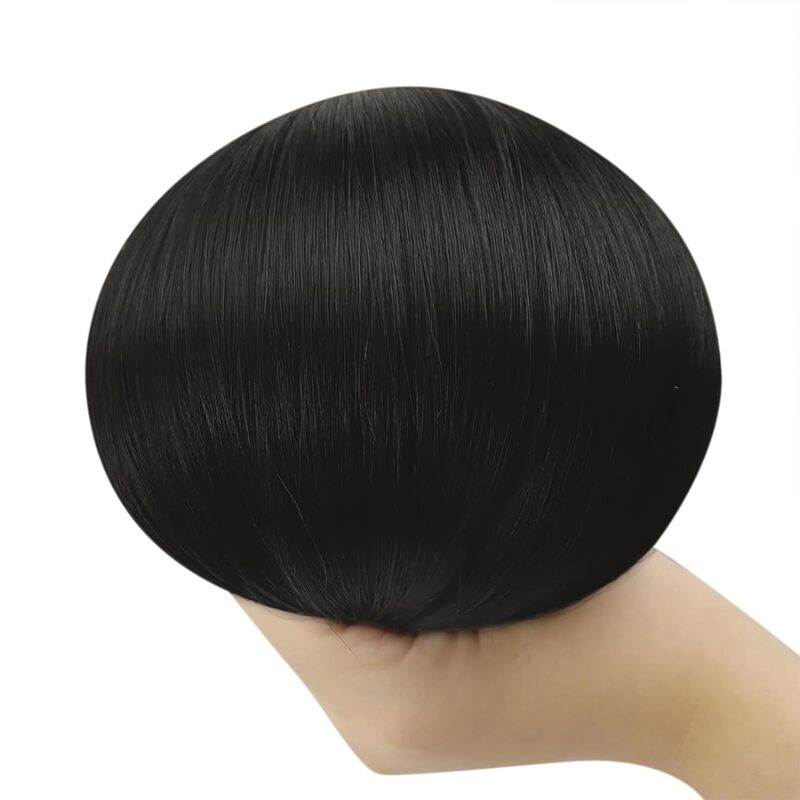 Microextensiones de cabello humano liso, Color negro, 1B